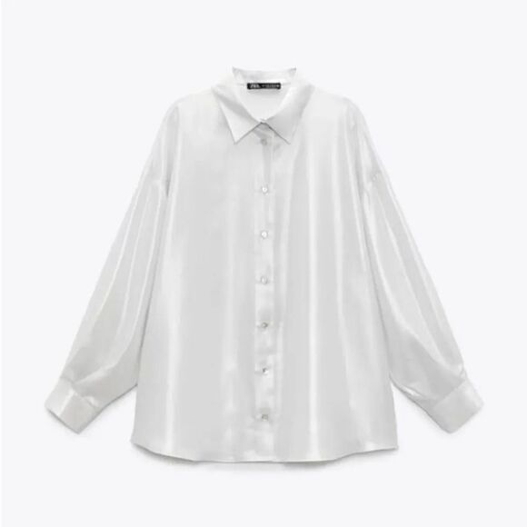 ZARA FLOWY SPARKLE TOP BLOUSE - Picture 6 of 8